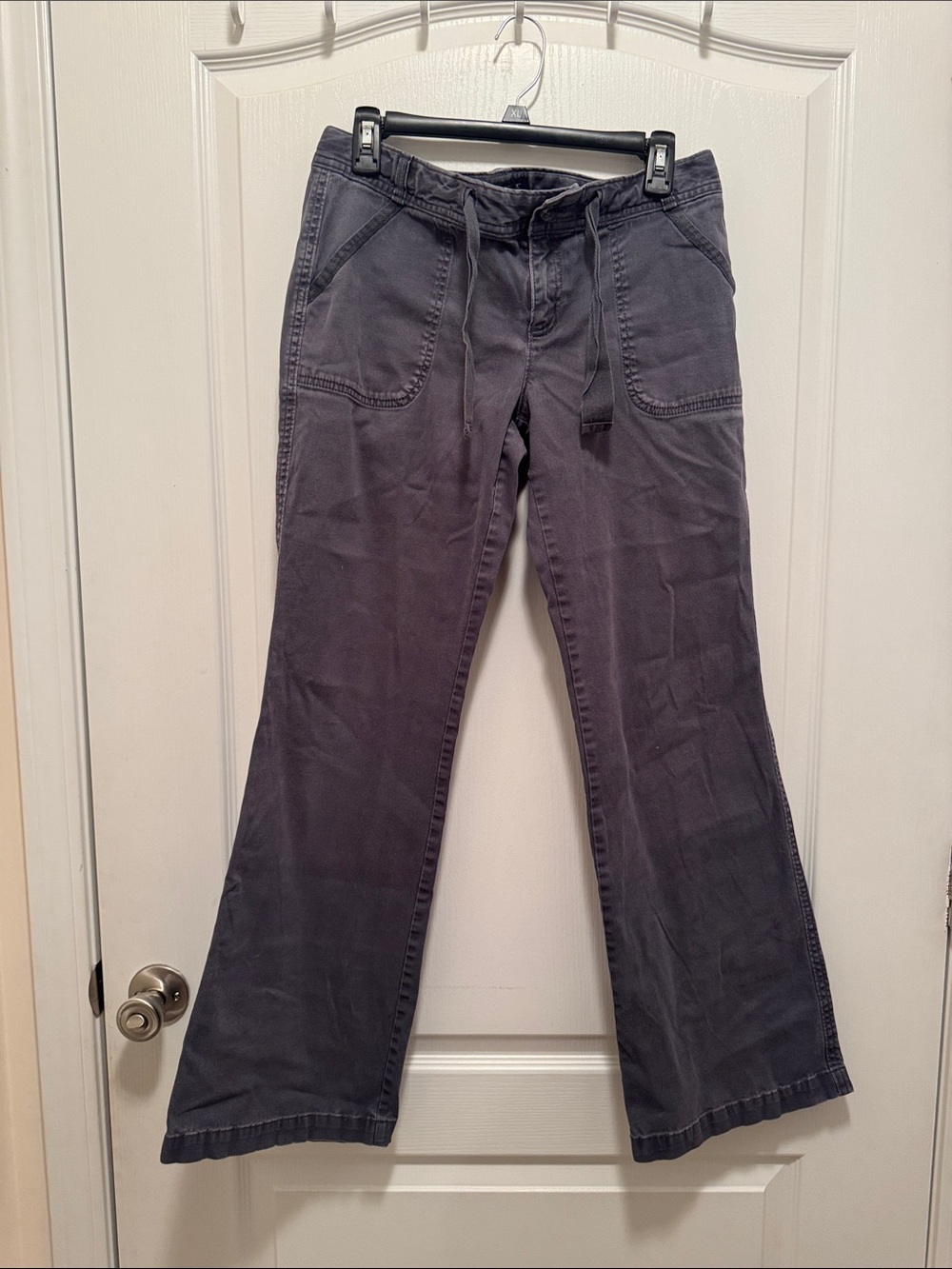 Banana Republic Women's Dark Gray Drawstring Wide-Leg Jeans - Size 10